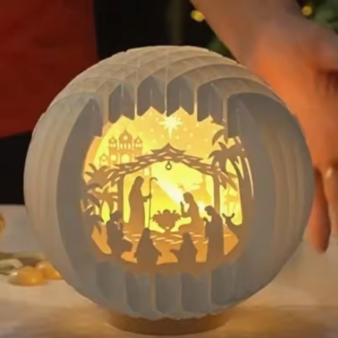 Kerststal - Verlicht Papieren Geboortetafereel
