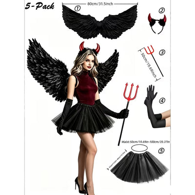 Halloween Engel Kostuum - 5-Delig voor Dames