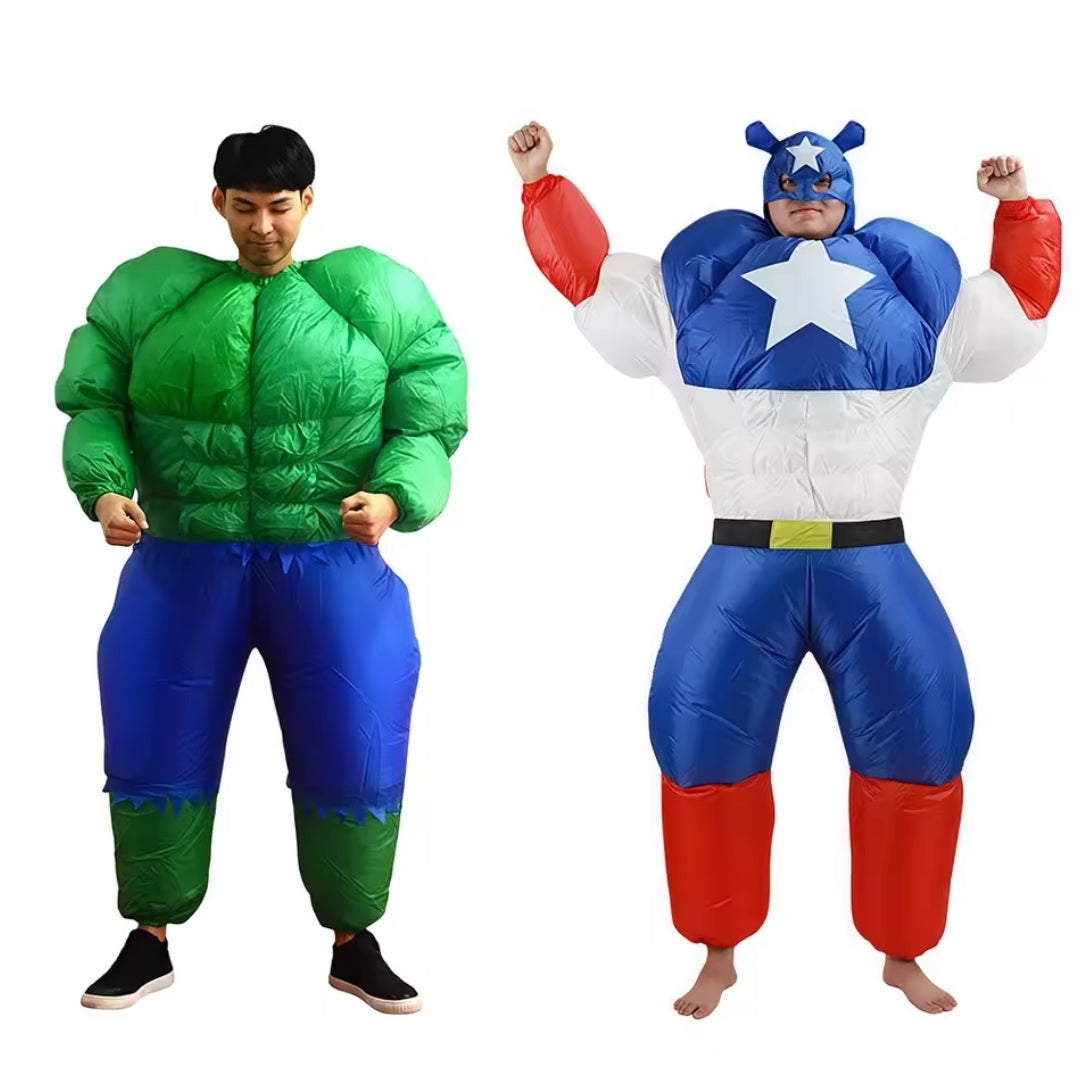 Halloween Kostuum Hulk en Captain America - Opblaasbare Superhelden