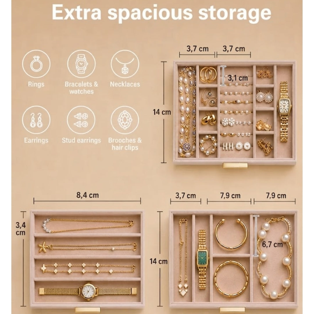 JewelBox™ - Sieradendoos met Lades en Glazen Deksel
