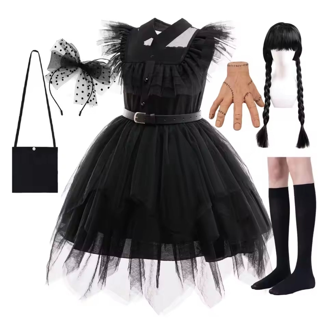 Kids Halloween Wednesday Kostuum met Riem