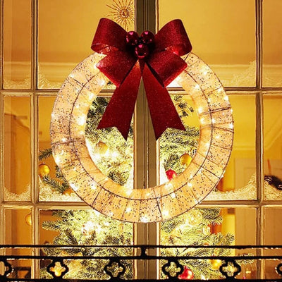 Kerstkrans - Luxe Goud en Groen Decoratie met LED-Verlichting
