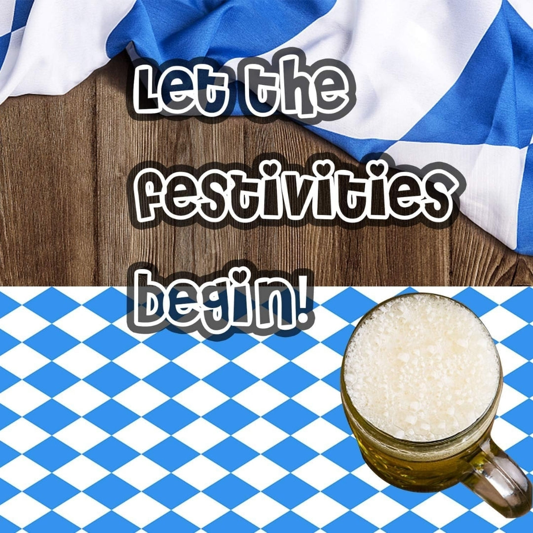Oktoberfest Decoratie - Blauwe Geruite Tafeldecoratie Set