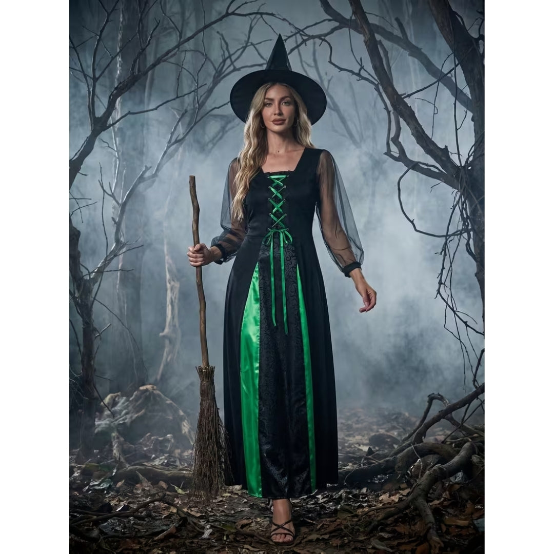 Halloween Heksen Kostuum - Middeleeuwse Stijl met Hoed