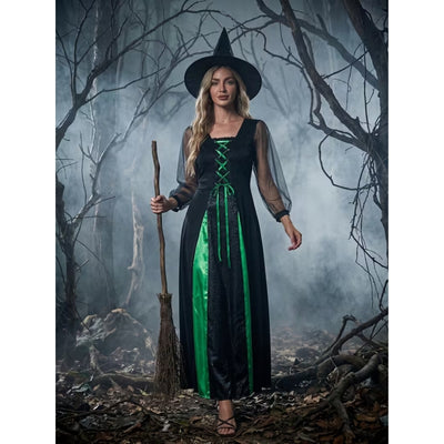 Halloween Heksen Kostuum - Middeleeuwse Stijl met Hoed