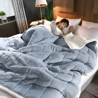 Fleece Deken - Zachte Sherpa Plaid Met Flockpatroon