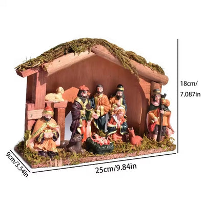 Kerstdecoratie Kerststal - Groot Geboortetafereel met Heilige Familie