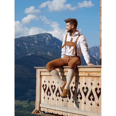 Oktoberfest Lederhosen Heren - Lichtbruin met Borduurwerk