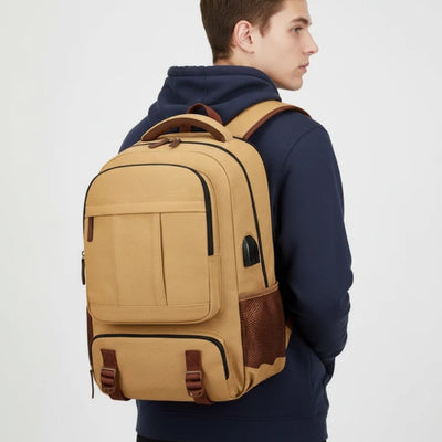 Laptop Rugzak - Ruim Canvas Model met USB-Poort en Diefstalbeveiliging