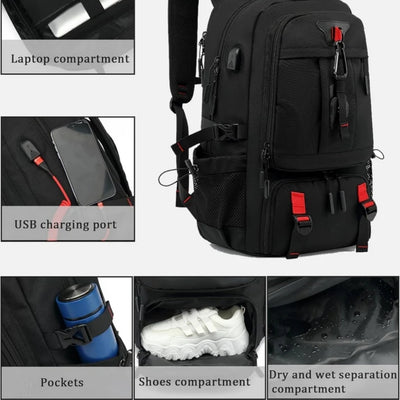 Waterafstotende Rugzak -  60L Reisontwerp Met Laptopvak