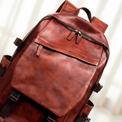 Leren Rugzak - Handgemaakte Uitvoering Met Ruim 16 Inch Laptopvak