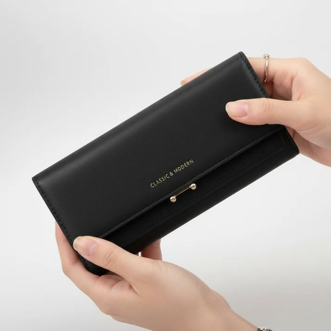 Dames Portemonnee - Ruim Model met Telefoonvak en Elegante Details
