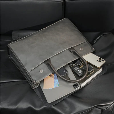 Aktetas - Retro Herenmodel Met 14 Inch Laptopruimte