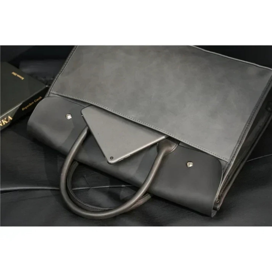 Aktetas - Retro Herenmodel Met 14 Inch Laptopruimte