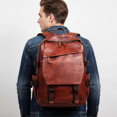 Leren Rugzak - Handgemaakte Uitvoering Met Ruim 16 Inch Laptopvak