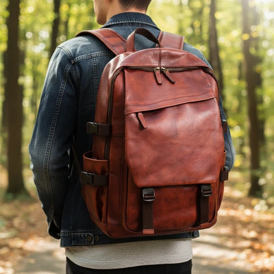Leren Rugzak - Handgemaakte Uitvoering Met Ruim 16 Inch Laptopvak