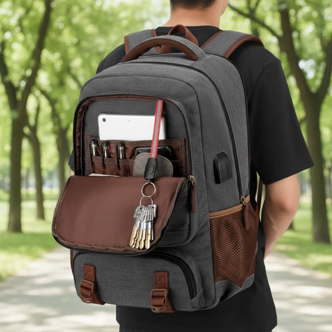 Laptop Rugzak - Ruim Canvas Model met USB-Poort en Diefstalbeveiliging