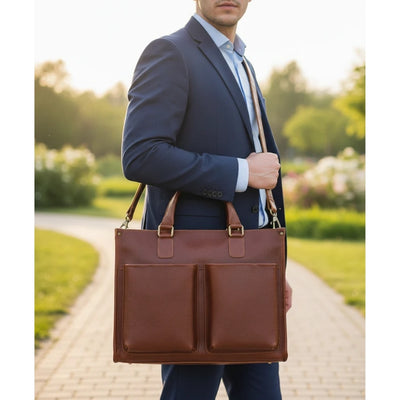 Laptoptas - Echt Leren Businessmodel Met 14 Inch Laptopvak
