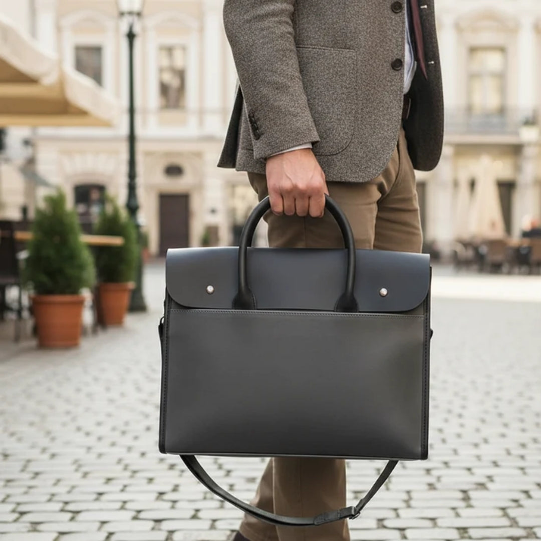 Aktetas - Retro Herenmodel Met 14 Inch Laptopruimte