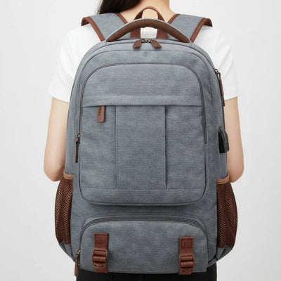 Laptop Rugzak - Ruim Canvas Model met USB-Poort en Diefstalbeveiliging