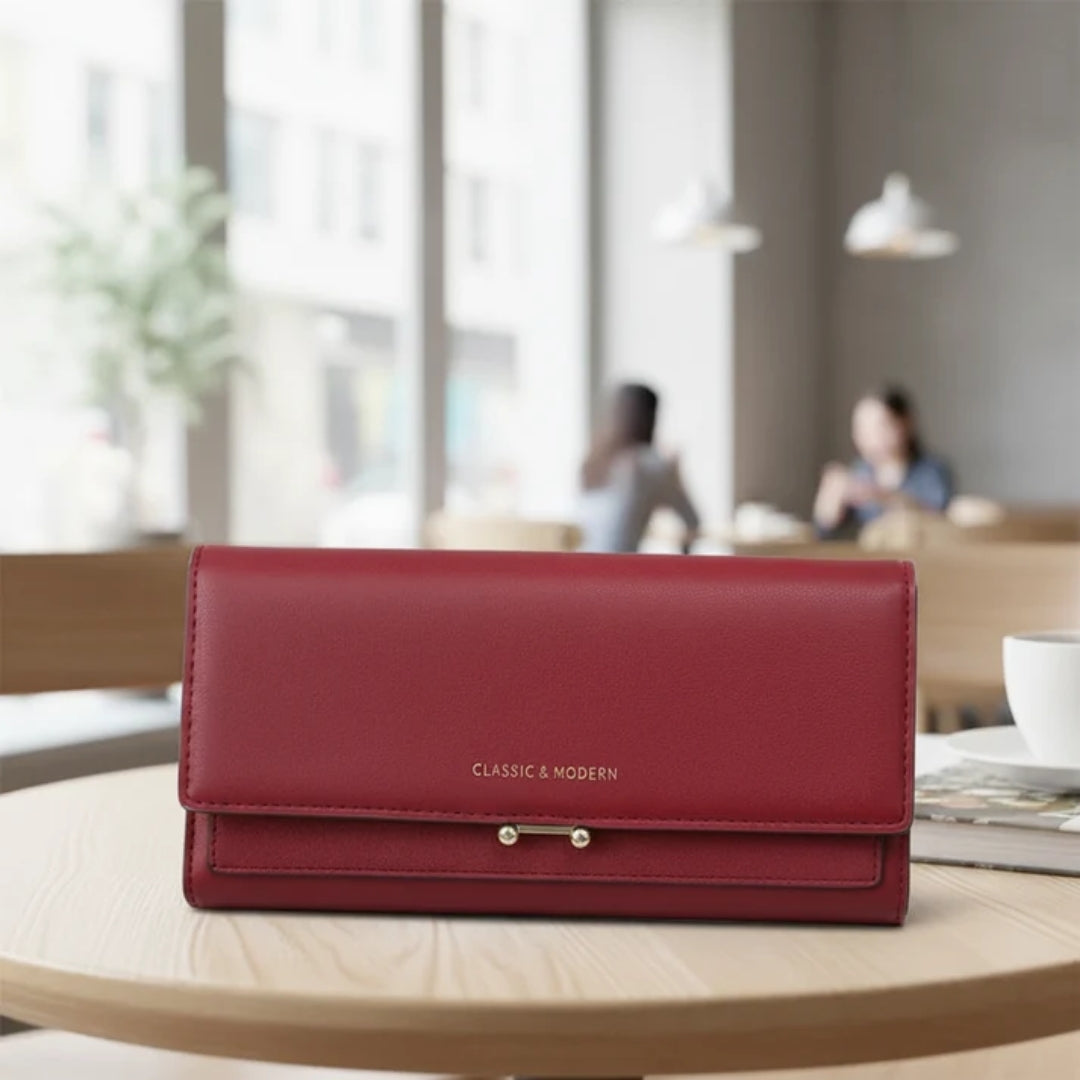 Dames Portemonnee - Ruim Model met Telefoonvak en Elegante Details