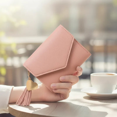 Portemonnee - Compact Mini Model Met Kwastje En Zes Kaartvakken