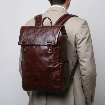 Laptoptas - Leren Rugmodel Met Ruime Vakken