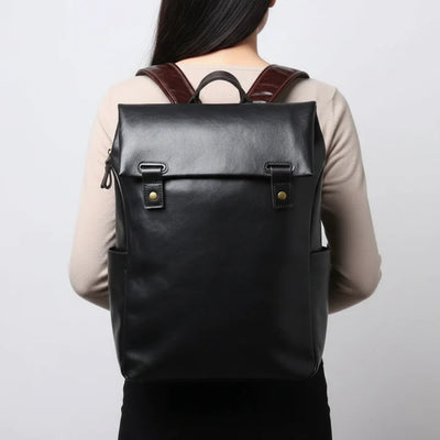 Laptoptas - Leren Rugmodel Met Ruime Vakken