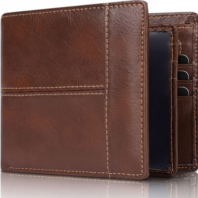 Heren Portemonnee - Leren Bifold Met RFID-Bescherming