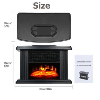 Elektrische Mini Haard - Compacte 1000W Verwarming Met Vlameffect En Afstandsbediening