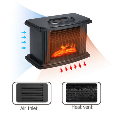 Elektrische Mini Haard - Compacte 1000W Verwarming Met Vlameffect En Afstandsbediening