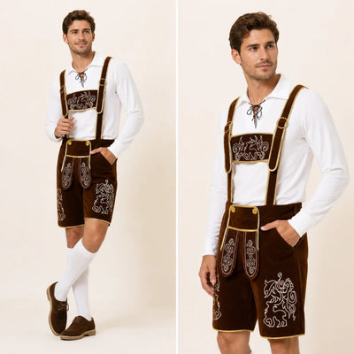Oktoberfest Kostuum Heren - Driedelige Beierse Stijl Met Bovenstuk, Broek En Kousen