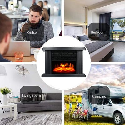 Elektrische Mini Haard - Compacte 1000W Verwarming Met Vlameffect En Afstandsbediening