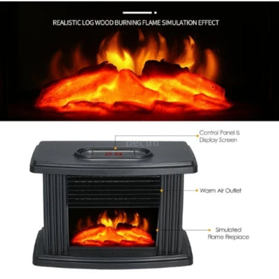 Elektrische Mini Haard - Compacte 1000W Verwarming Met Vlameffect En Afstandsbediening