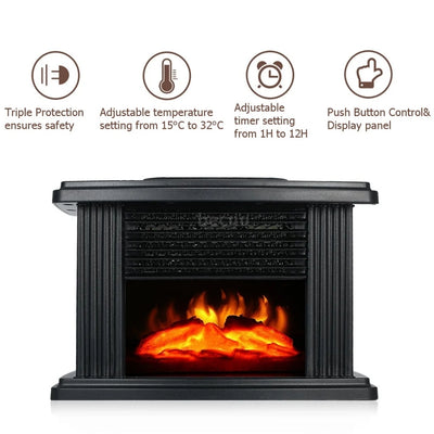 Elektrische Mini Haard - Compacte 1000W Verwarming Met Vlameffect En Afstandsbediening