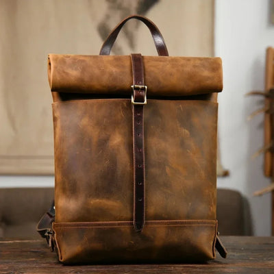 Leren Reistas - Vintage Rugmodel met Royale Opbergruimte
