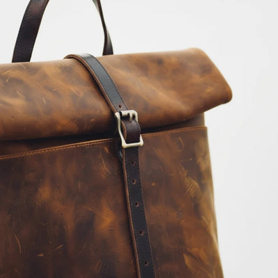Leren Reistas - Vintage Rugmodel met Royale Opbergruimte