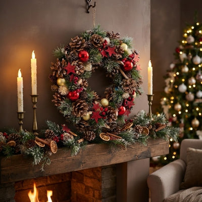Kerstkrans met Decoratieve Hulst-Ster van 35cm