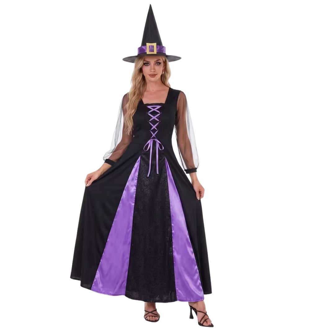 Halloween Heksen Kostuum - Middeleeuwse Stijl met Hoed