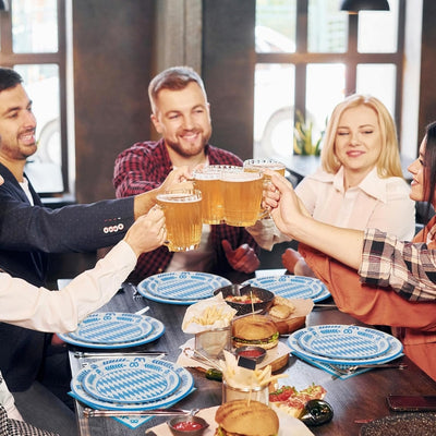 Oktoberfest Feest Servies - Blauwe Geruite Stijl