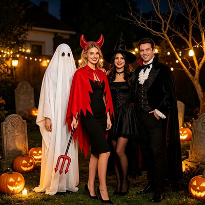 Halloween Duivel Kostuum - 3-Delig met Cape, Hoorns en Drietand
