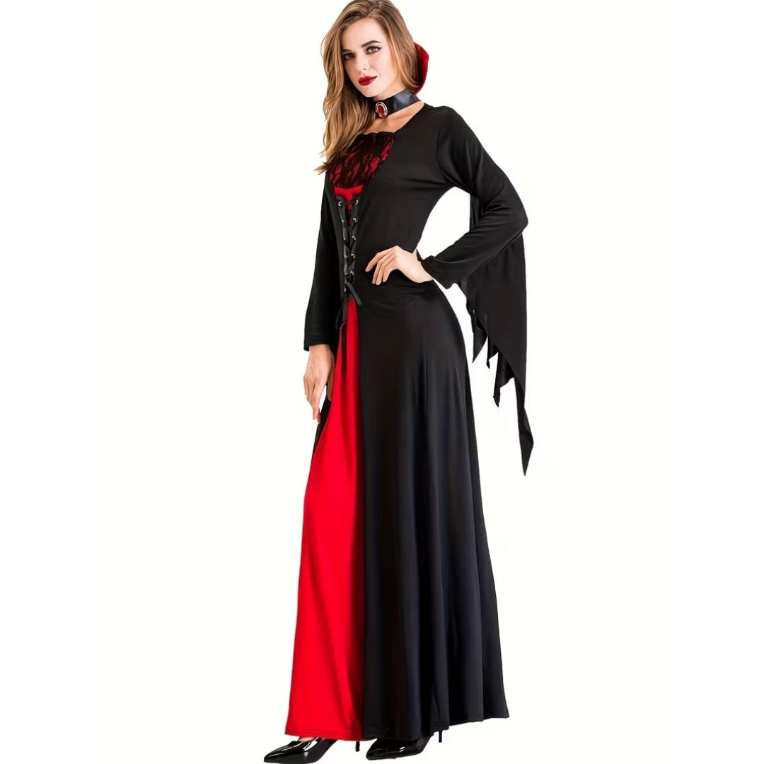 Halloween Vampier Outfit met Hoge Kraag