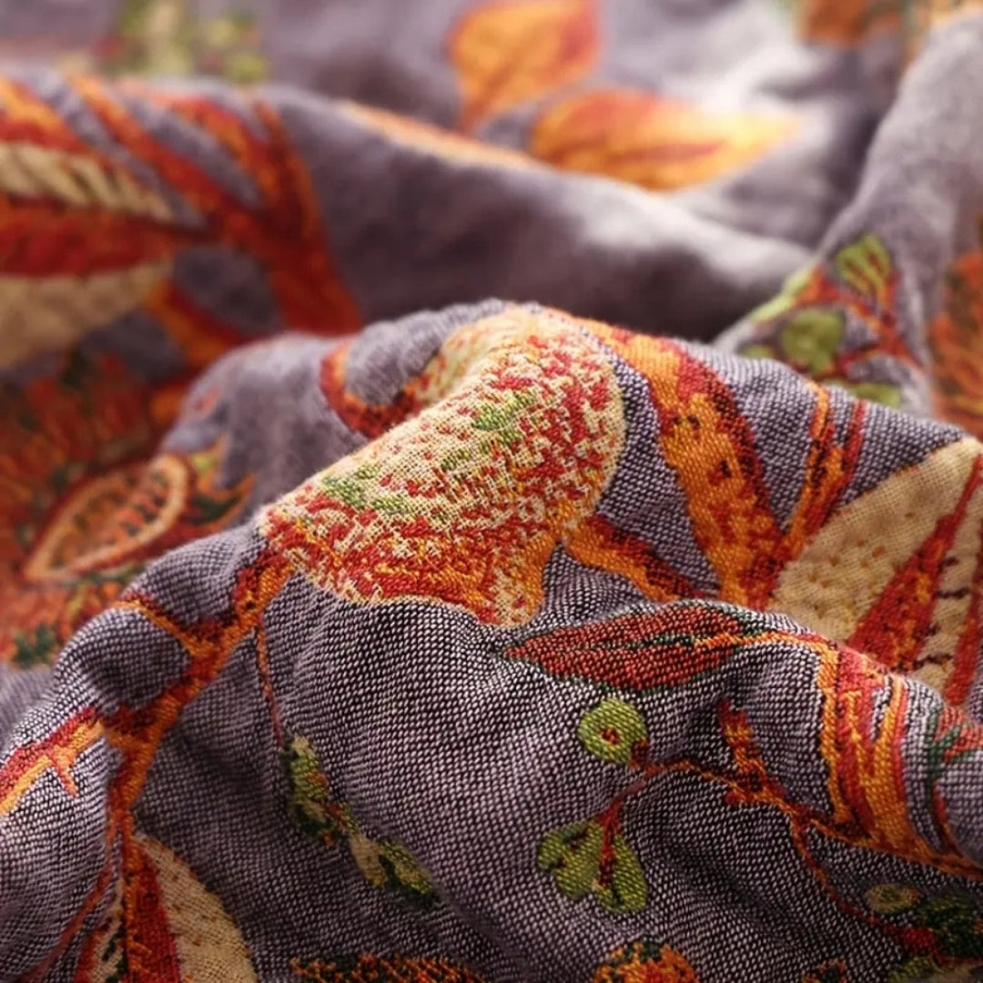 Katoenen Deken - Botanisch Jacquard Design