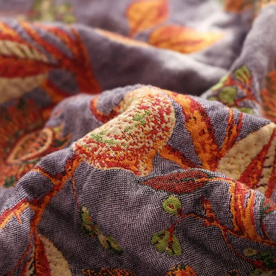 Katoenen Deken - Botanisch Jacquard Design