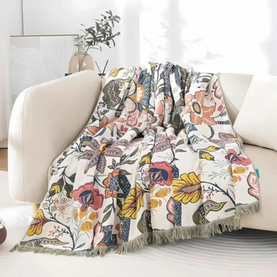 Omkeerbare Deken Met Bloemendesign & Jacquard-Structuur