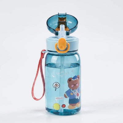 Drinkfles Voor Kinderen - 400 ml Met Rietje en Berenprint