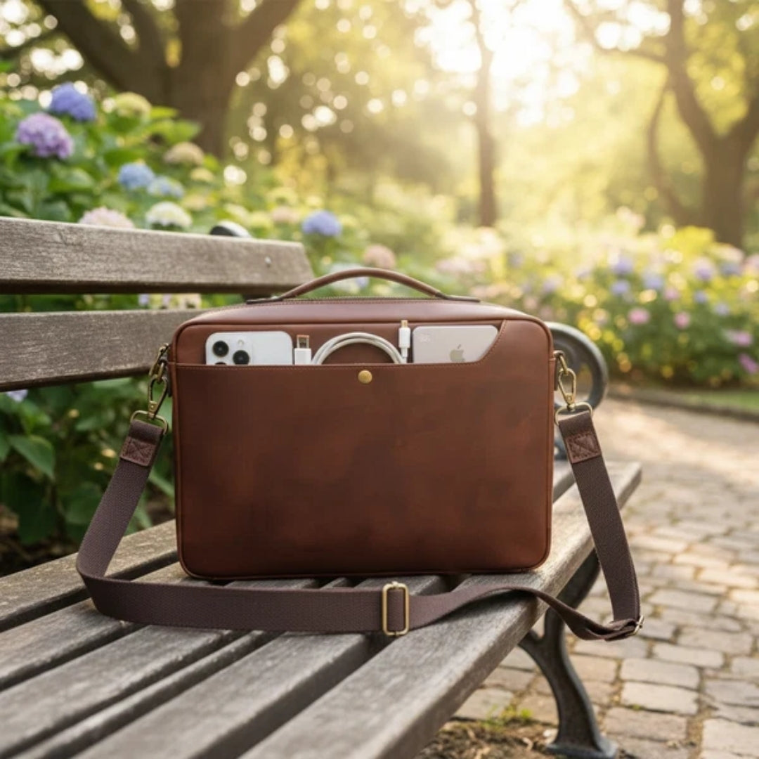 Documenttas - Elegante Leren Uitvoering Voor Werk En Reizen