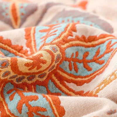 Bloemen Boho Deken - Rustiek Katoendesign Met Kleurrijk Flora Motief En Franjes