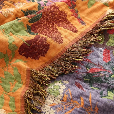 Katoenen Deken - Botanisch Jacquard Design