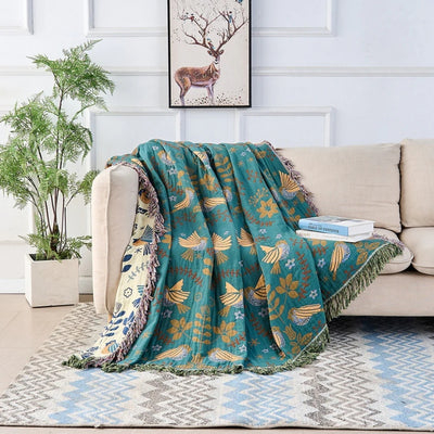 Katoenen Deken - Omkeerbaar Scandinavisch Design Met Franjes